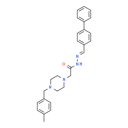 ChemSpider 2D Image | N'-[(E)-4-Biphenylylmethylene]-2-[4-(4-methylbenzyl)-1-piperazinyl]acetohydrazide | C27H30N4O