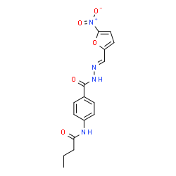 ChemSpider 2D Image | N-[4-({(2E)-2-[(5-Nitro-2-furyl)methylene]hydrazino}carbonyl)phenyl]butanamide | C16H16N4O5