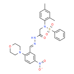 ChemSpider 2D Image | N-(2,4-Dimethylphenyl)-N-(2-{(2E)-2-[2-(4-morpholinyl)-5-nitrobenzylidene]hydrazino}-2-oxoethyl)benzenesulfonamide | C27H29N5O6S