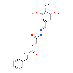 ChemSpider 2D Image | N-Benzyl-4-oxo-4-[(2E)-2-(3,4,5-trimethoxybenzylidene)hydrazino]butanamide | C21H25N3O5