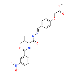 ChemSpider 2D Image | Methyl {4-[(E)-({3-methyl-2-[(3-nitrobenzoyl)amino]butanoyl}hydrazono)methyl]phenoxy}acetate | C22H24N4O7