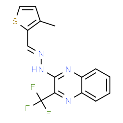 ChemSpider 2D Image | 2-{(2E)-2-[(3-Methyl-2-thienyl)methylene]hydrazino}-3-(trifluoromethyl)quinoxaline | C15H11F3N4S