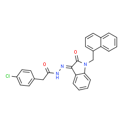 ChemSpider 2D Image | 2-(4-Chlorophenyl)-N'-[(3E)-1-(1-naphthylmethyl)-2-oxo-1,2-dihydro-3H-indol-3-ylidene]acetohydrazide | C27H20ClN3O2