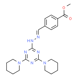 ChemSpider 2D Image | Methyl 4-[(E)-{[4,6-di(1-piperidinyl)-1,3,5-triazin-2-yl]hydrazono}methyl]benzoate | C22H29N7O2