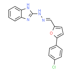 ChemSpider 2D Image | 2-[(2E)-2-{[5-(4-Chlorophenyl)-2-furyl]methylene}hydrazino]-1H-benzimidazole | C18H13ClN4O