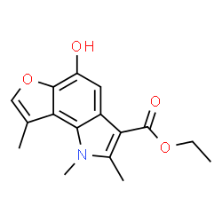 ChemSpider 2D Image | Ethyl 5-hydroxy-1,2,8-trimethyl-1H-furo[2,3-g]indole-3-carboxylate | C16H17NO4