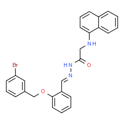 ChemSpider 2D Image | N'-[(E)-{2-[(3-Bromobenzyl)oxy]phenyl}methylene]-2-(1-naphthylamino)acetohydrazide | C26H22BrN3O2