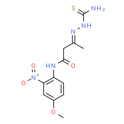 ChemSpider 2D Image | (3E)-3-(Carbamothioylhydrazono)-N-(4-methoxy-2-nitrophenyl)butanamide | C12H15N5O4S
