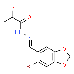 ChemSpider 2D Image | N'-[(E)-(6-Bromo-1,3-benzodioxol-5-yl)methylene]-2-hydroxypropanehydrazide | C11H11BrN2O4