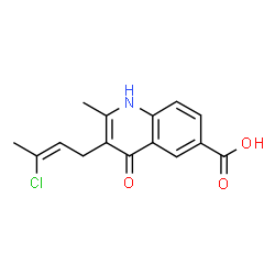 ChemSpider 2D Image | (Z)-3-(3-Chlorobut-2-en-1-yl)-4-hydroxy-2-methylquinoline-6-carboxylic acid | C15H14ClNO3