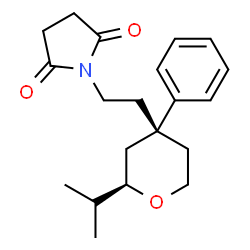 ChemSpider 2D Image | 1-{2-[(2R,4R)-2-Isopropyl-4-phenyltetrahydro-2H-pyran-4-yl]ethyl}-2,5-pyrrolidinedione | C20H27NO3