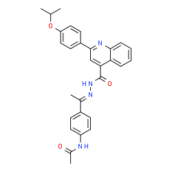 ChemSpider 2D Image | N-{4-[(1E)-N-{[2-(4-Isopropoxyphenyl)-4-quinolinyl]carbonyl}ethanehydrazonoyl]phenyl}acetamide | C29H28N4O3