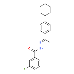 ChemSpider 2D Image | N'-[(1E)-1-(4-Cyclohexylphenyl)ethylidene]-3-fluorobenzohydrazide | C21H23FN2O