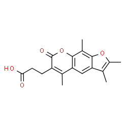 ChemSpider 2D Image | 3-(2,3,5,9-Tetramethyl-7-oxo-7H-furo[3,2-g]chromen-6-yl)propanoic acid | C18H18O5