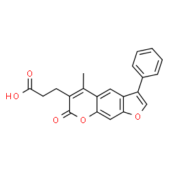 ChemSpider 2D Image | 3-(5-Methyl-7-oxo-3-phenyl-7H-furo[3,2-g]chromen-6-yl)propanoic acid | C21H16O5