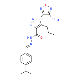 ChemSpider 2D Image | 1-(4-Amino-1,2,5-oxadiazol-3-yl)-N'-[(E)-(4-isopropylphenyl)methylene]-5-propyl-1H-1,2,3-triazole-4-carbohydrazide | C18H22N8O2