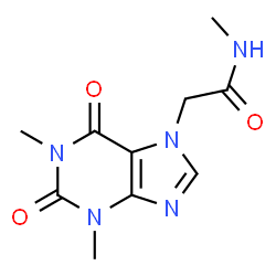 ChemSpider 2D Image | 2-(1,3-Dimethyl-2,6-dioxo-1,2,3,6-tetrahydro-7H-purin-7-yl)-N-methylacetamide | C10H13N5O3