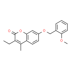 ChemSpider 2D Image | 3-Ethyl-7-[(2-methoxybenzyl)oxy]-4-methyl-2H-chromen-2-one | C20H20O4