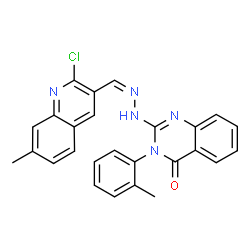 ChemSpider 2D Image | 2-{(2Z)-2-[(2-Chloro-7-methyl-3-quinolinyl)methylene]hydrazino}-3-(2-methylphenyl)-4(3H)-quinazolinone | C26H20ClN5O