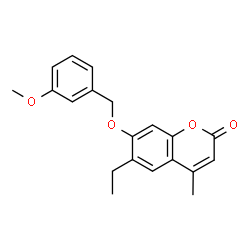 ChemSpider 2D Image | 6-Ethyl-7-[(3-methoxybenzyl)oxy]-4-methyl-2H-chromen-2-one | C20H20O4