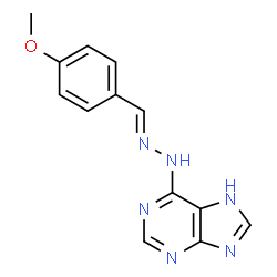 ChemSpider 2D Image | 6-[(2E)-2-(4-Methoxybenzylidene)hydrazino]-7H-purine | C13H12N6O