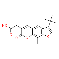 ChemSpider 2D Image | 2-(3-(tert-butyl)-5,9-dimethyl-7-oxo-7H-furo[3,2-g]chromen-6-yl)acetic acid | C19H20O5