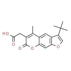 ChemSpider 2D Image | 2-(3-(tert-butyl)-5-methyl-7-oxo-7H-furo[3,2-g]chromen-6-yl)acetic acid | C18H18O5