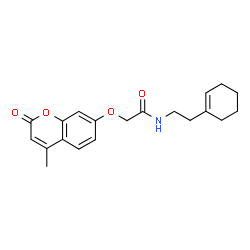 ChemSpider 2D Image | N-[2-(1-Cyclohexen-1-yl)ethyl]-2-[(4-methyl-2-oxo-2H-chromen-7-yl)oxy]acetamide | C20H23NO4