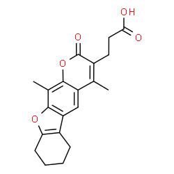 ChemSpider 2D Image | 3-(4,11-Dimethyl-2-oxo-6,7,8,9-tetrahydro-2H-benzofuro[3,2-g]chromen-3-yl)propanoic acid | C20H20O5