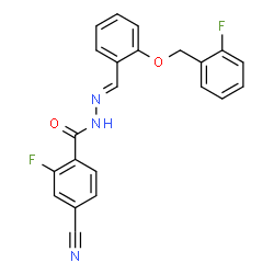 ChemSpider 2D Image | 4-Cyano-2-fluoro-N'-[(E)-{2-[(2-fluorobenzyl)oxy]phenyl}methylene]benzohydrazide | C22H15F2N3O2