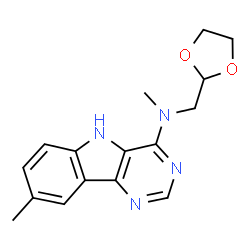 ChemSpider 2D Image | N-(1,3-Dioxolan-2-ylmethyl)-N,8-dimethyl-5H-pyrimido[5,4-b]indol-4-amine | C16H18N4O2