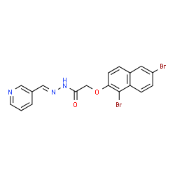 ChemSpider 2D Image | 2-[(1,6-Dibromo-2-naphthyl)oxy]-N'-[(E)-3-pyridinylmethylene]acetohydrazide | C18H13Br2N3O2
