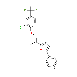 ChemSpider 2D Image | (1E)-1-[5-(4-Chlorophenyl)-2-furyl]-N-{[3-chloro-5-(trifluoromethyl)-2-pyridinyl]oxy}ethanimine | C18H11Cl2F3N2O2