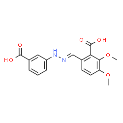 ChemSpider 2D Image | 6-{(E)-[(3-Carboxyphenyl)hydrazono]methyl}-2,3-dimethoxybenzoic acid | C17H16N2O6