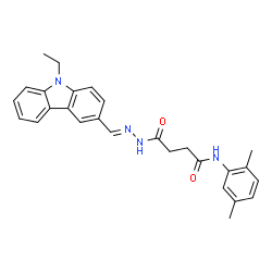 ChemSpider 2D Image | N-(2,5-Dimethylphenyl)-4-{(2E)-2-[(9-ethyl-9H-carbazol-3-yl)methylene]hydrazino}-4-oxobutanamide | C27H28N4O2