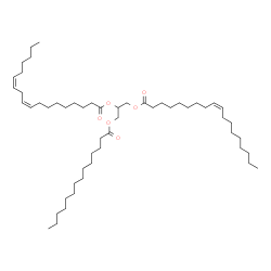 ChemSpider 2D Image | 1-[(9Z)-9-Octadecenoyloxy]-3-(tetradecanoyloxy)-2-propanyl (9Z,12Z)-9,12-octadecadienoate | C53H96O6