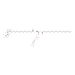 ChemSpider 2D Image | (2R)-3-[(13,13,14,14,15,15,16,16,16-~2~H_9_)Hexadecanoyloxy]-2-(palmitoyloxy)propyl 2-(trimethylammonio)ethyl phosphate | C40H71D9NO8P