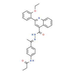 ChemSpider 2D Image | N-{4-[(1E)-N-{[2-(2-Ethoxyphenyl)-4-quinolinyl]carbonyl}ethanehydrazonoyl]phenyl}propanamide | C29H28N4O3