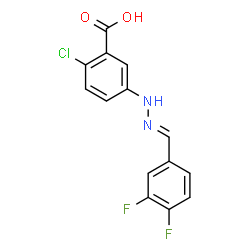 ChemSpider 2D Image | 2-Chloro-5-[(2E)-2-(3,4-difluorobenzylidene)hydrazino]benzoic acid | C14H9ClF2N2O2