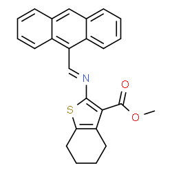 ChemSpider 2D Image | Methyl 2-[(E)-(9-anthrylmethylene)amino]-4,5,6,7-tetrahydro-1-benzothiophene-3-carboxylate | C25H21NO2S