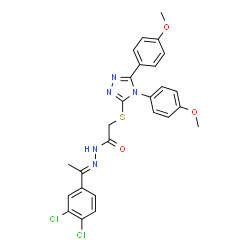 ChemSpider 2D Image | 2-{[4,5-Bis(4-methoxyphenyl)-4H-1,2,4-triazol-3-yl]sulfanyl}-N'-[(1E)-1-(3,4-dichlorophenyl)ethylidene]acetohydrazide | C26H23Cl2N5O3S