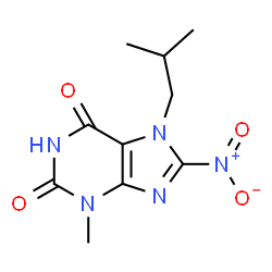 ChemSpider 2D Image | 7-Isobutyl-3-methyl-8-nitro-3,7-dihydro-1H-purine-2,6-dione | C10H13N5O4