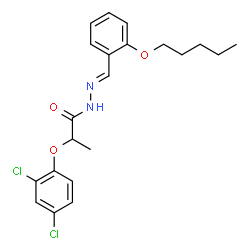 ChemSpider 2D Image | 2-(2,4-Dichlorophenoxy)-N'-{(E)-[2-(pentyloxy)phenyl]methylene}propanehydrazide | C21H24Cl2N2O3