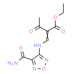 ChemSpider 2D Image | Ethyl 2-{[(4-carbamoyl-1,2,5-oxadiazol-3-yl)amino]methylene}-3-oxobutanoate | C10H12N4O5