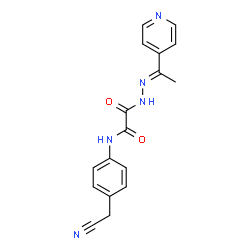 ChemSpider 2D Image | N-[4-(Cyanomethyl)phenyl]-2-oxo-2-{(2E)-2-[1-(4-pyridinyl)ethylidene]hydrazino}acetamide | C17H15N5O2