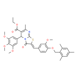 ChemSpider 2D Image | Ethyl (2Z)-2-[4-(mesitylmethoxy)-3-methoxybenzylidene]-7-methyl-3-oxo-5-(3,4,5-trimethoxyphenyl)-2,3-dihydro-5H-[1,3]thiazolo[3,2-a]pyrimidine-6-carboxylate | C37H40N2O8S