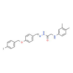 ChemSpider 2D Image | 2-[(3,4-Dimethylphenyl)amino]-N'-[(E)-{4-[(4-iodobenzyl)oxy]phenyl}methylene]acetohydrazide (non-preferred name) | C24H24IN3O2