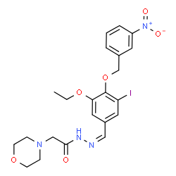 ChemSpider 2D Image | N'-[(Z)-{3-Ethoxy-5-iodo-4-[(3-nitrobenzyl)oxy]phenyl}methylene]-2-(4-morpholinyl)acetohydrazide | C22H25IN4O6