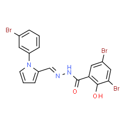 ChemSpider 2D Image | 3,5-Dibromo-N'-{(E)-[1-(3-bromophenyl)-1H-pyrrol-2-yl]methylene}-2-hydroxybenzohydrazide | C18H12Br3N3O2