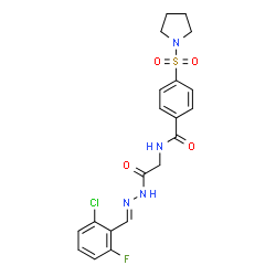 ChemSpider 2D Image | N-{2-[(2E)-2-(2-Chloro-6-fluorobenzylidene)hydrazino]-2-oxoethyl}-4-(1-pyrrolidinylsulfonyl)benzamide | C20H20ClFN4O4S
